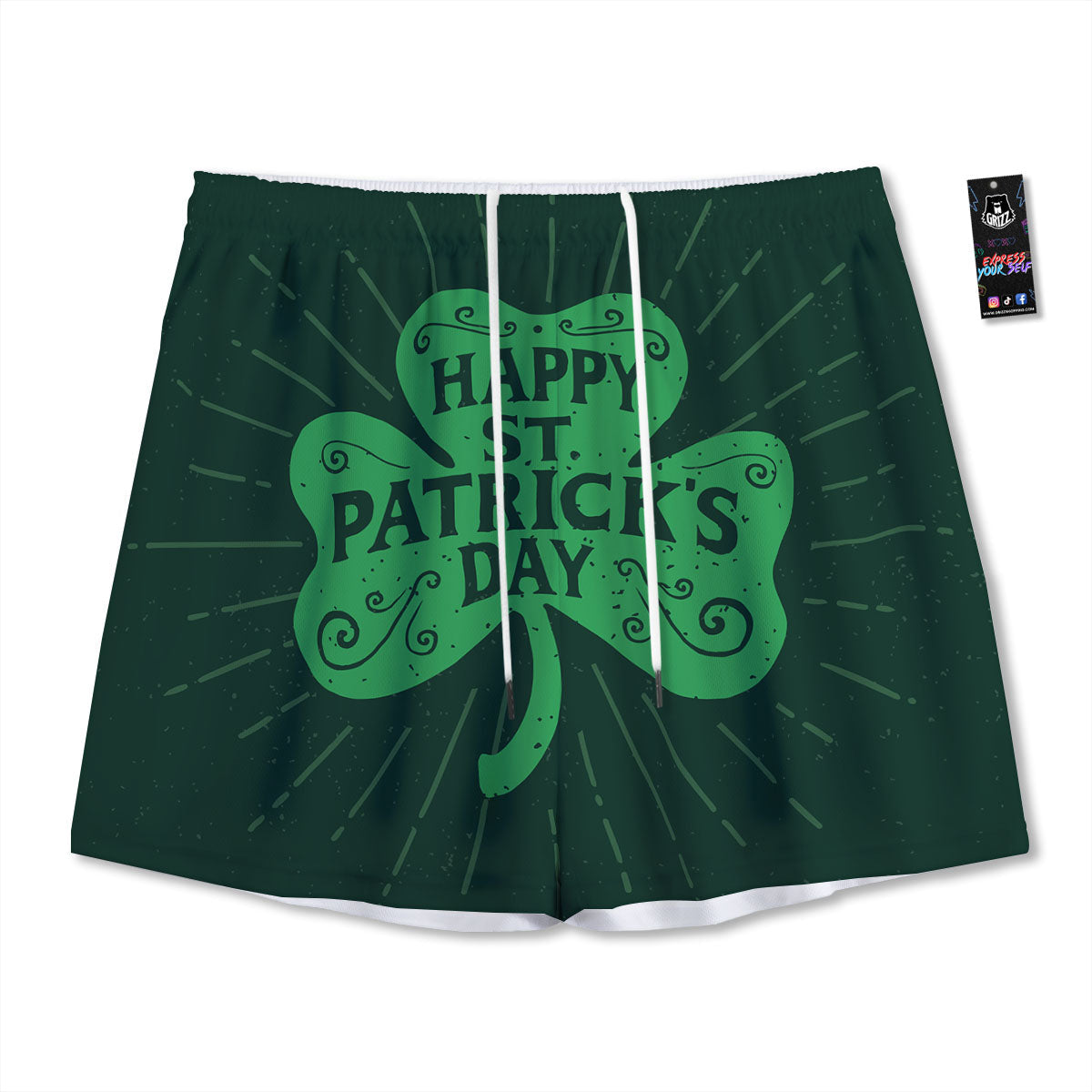 St. Patrick's Day Irish Clover Print Mesh Shorts