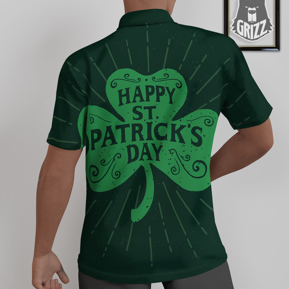 St. Patrick's Day Irish Clover Print Untucked Shirts-grizzshop