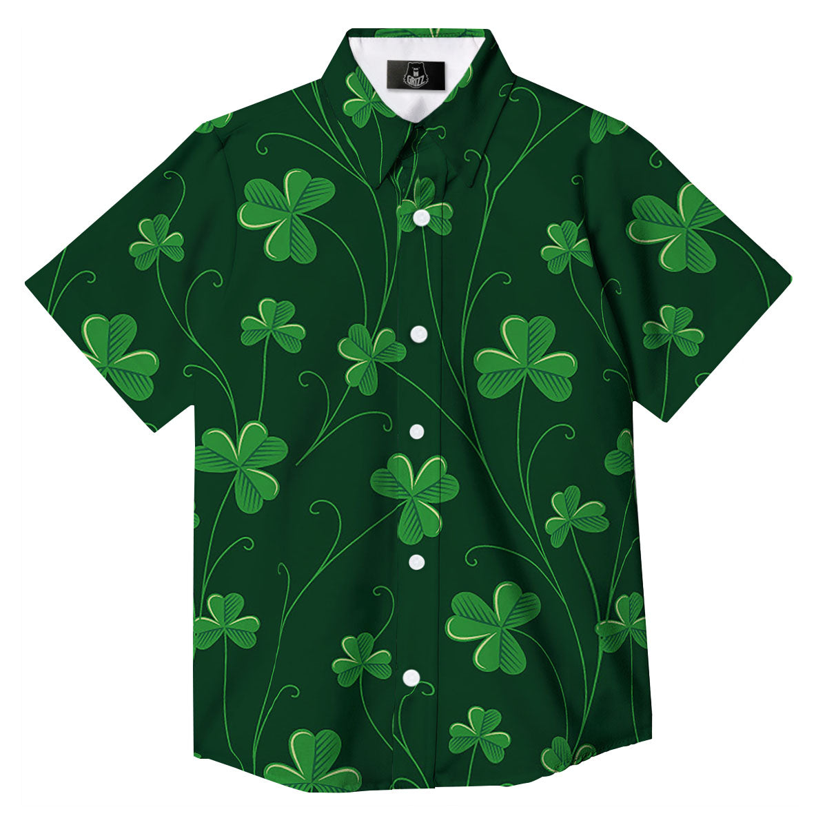 St. Patrick's Day Irish Leaf Print Button Up Shirt-grizzshop