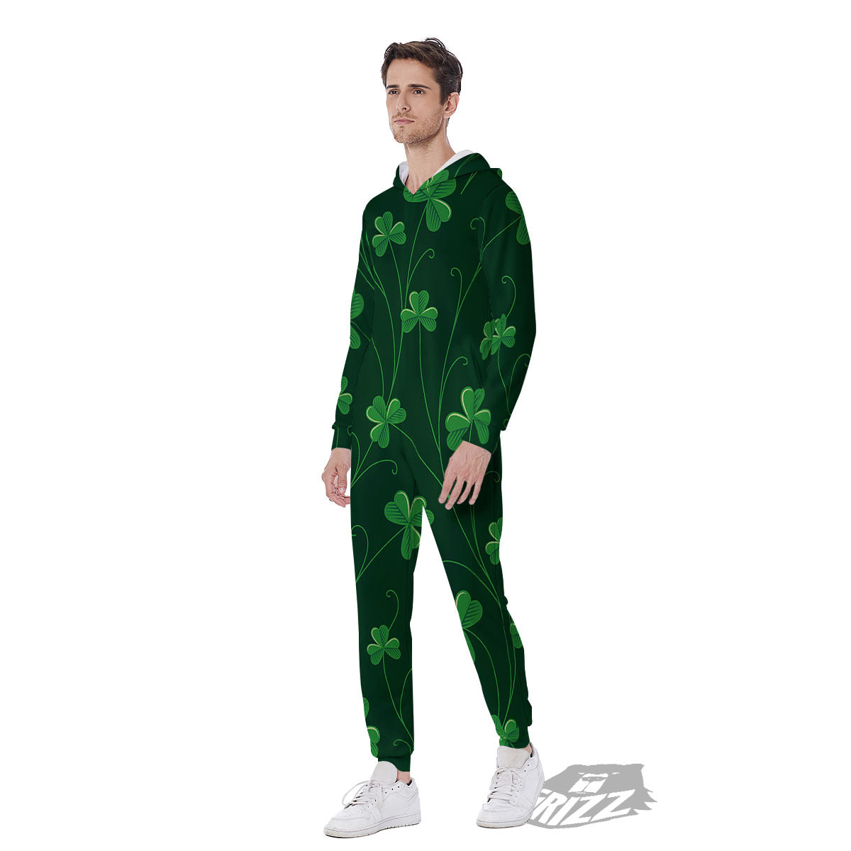 St. Patrick's Day Irish Leaf Print Men's Jumpsuit-grizzshop