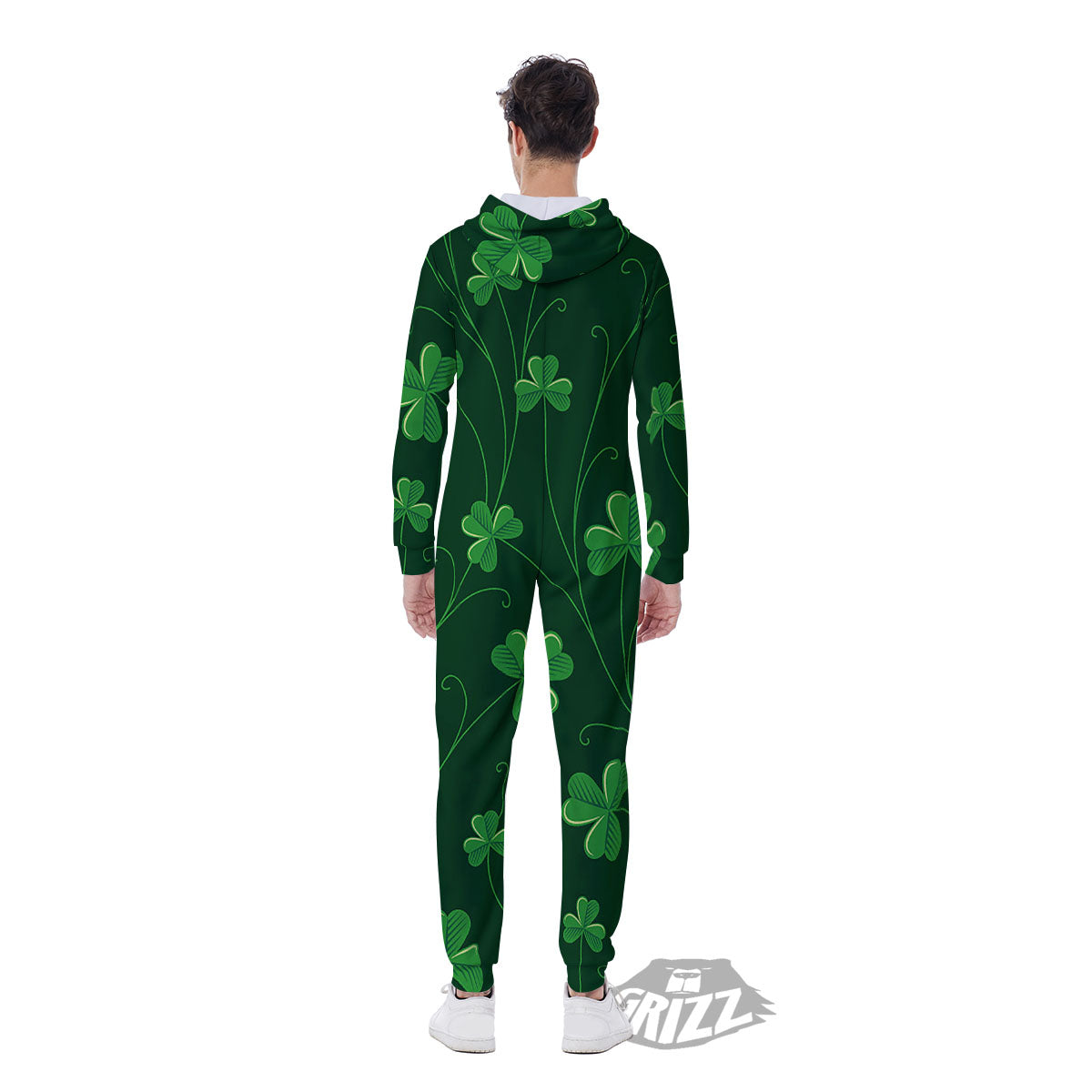 St. Patrick's Day Irish Leaf Print Men's Jumpsuit-grizzshop