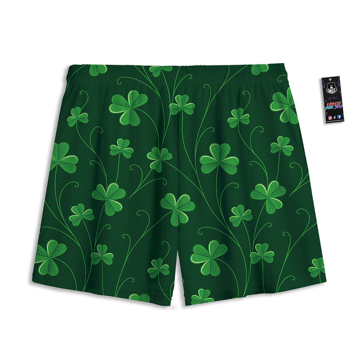 St. Patrick's Day Irish Leaf Print Mesh Shorts