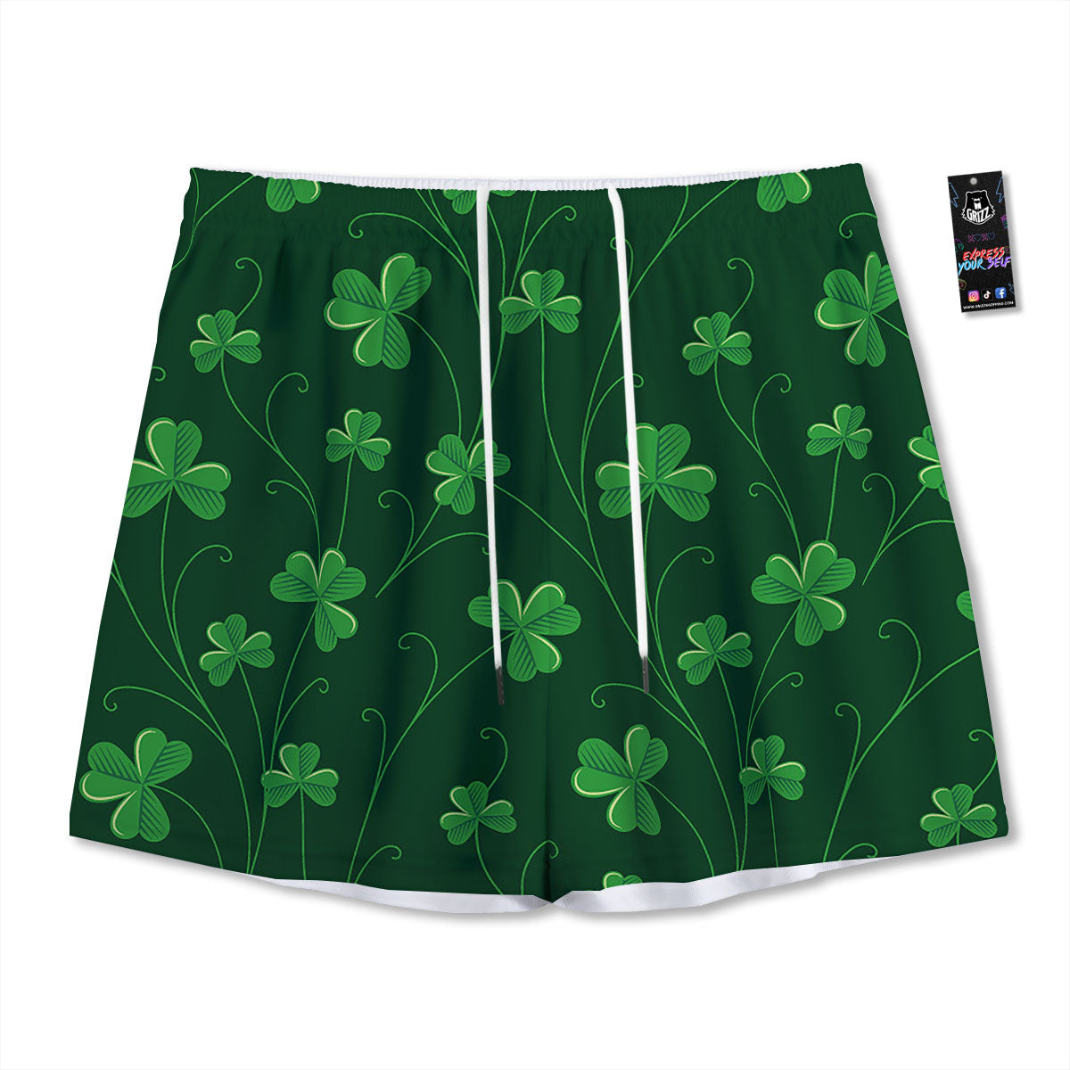 St. Patrick's Day Irish Leaf Print Mesh Shorts