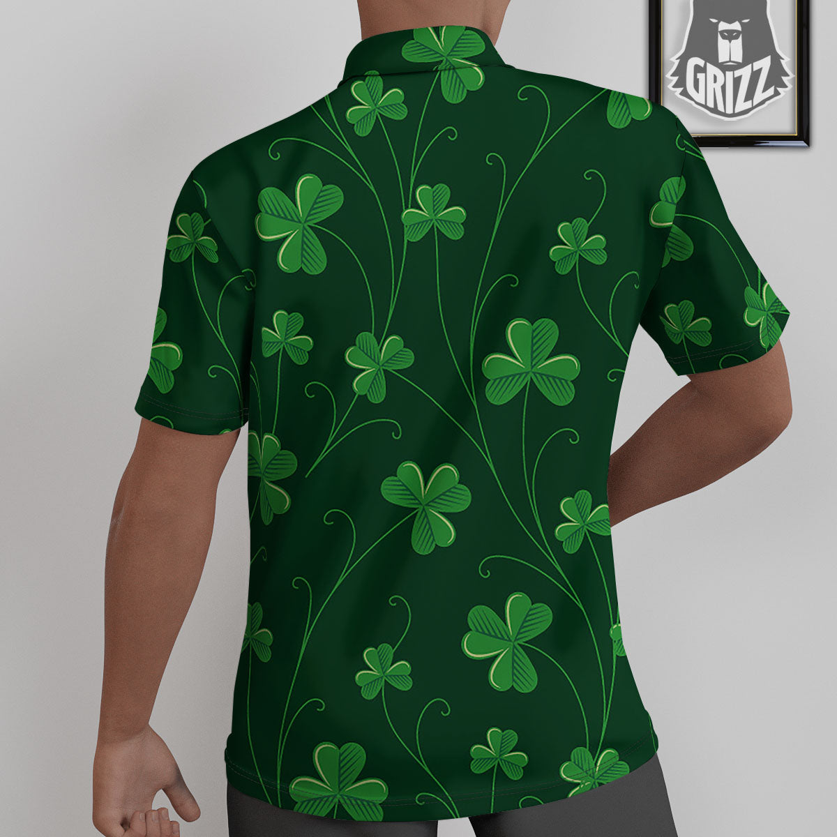 St. Patrick's Day Irish Leaf Print Untucked Shirts-grizzshop