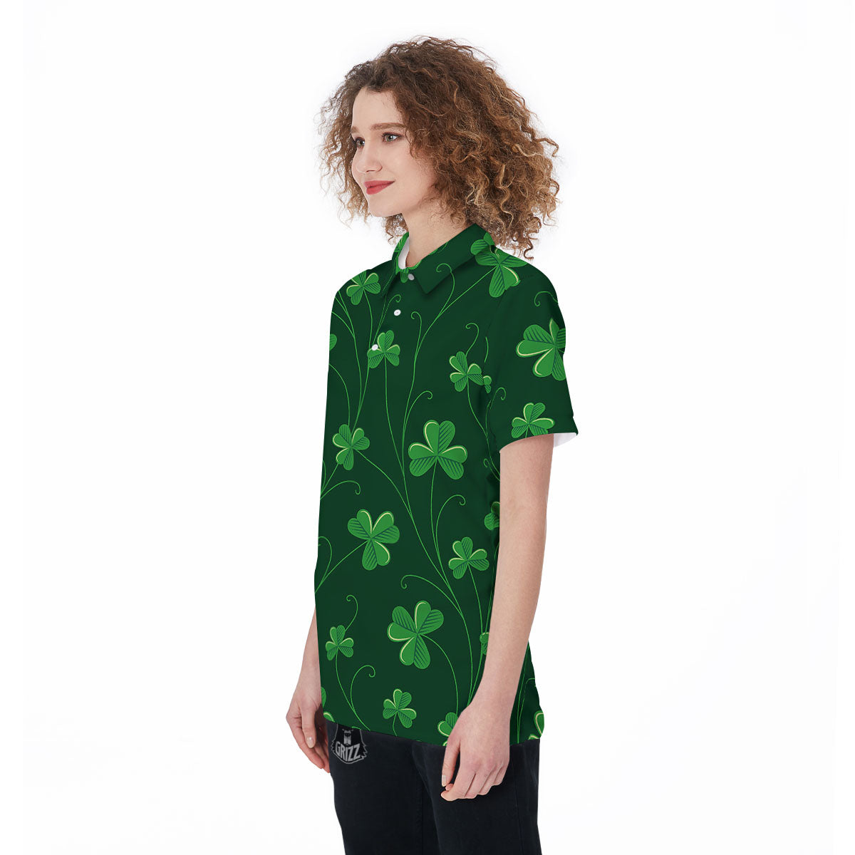 St. Patrick's Day Irish Leaf Print Women's Golf Shirts-grizzshop