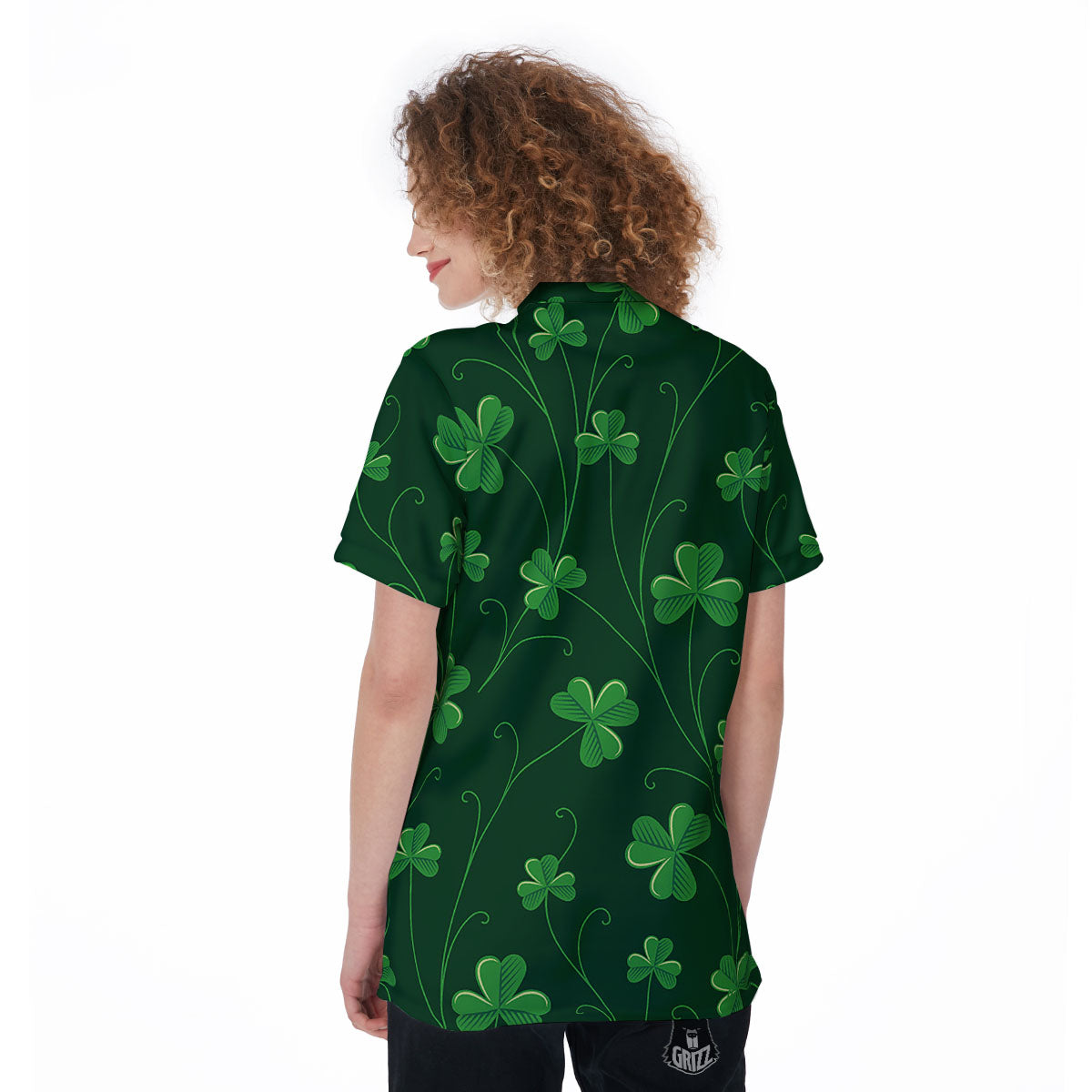 St. Patrick's Day Irish Leaf Print Women's Golf Shirts-grizzshop