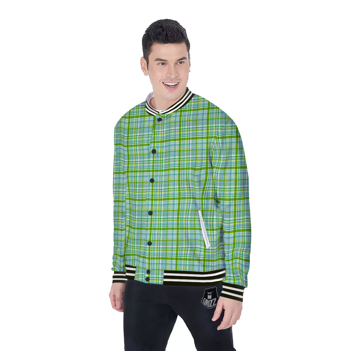 St. Patrick's Day Irish Plaid Print Baseball Jacket-grizzshop
