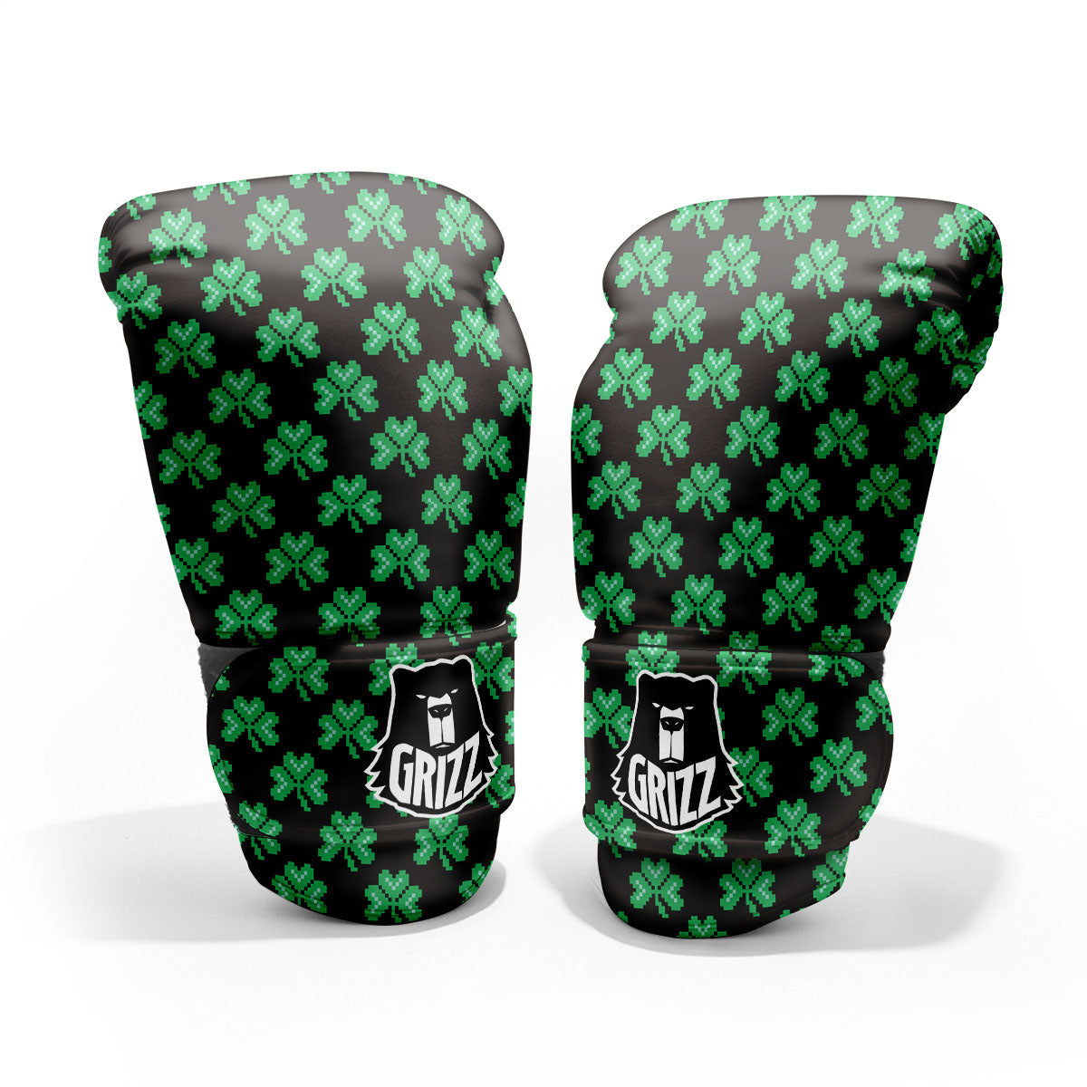 St. Patrick's Day Pixel Clover Print Pattern Pro Boxing Glove