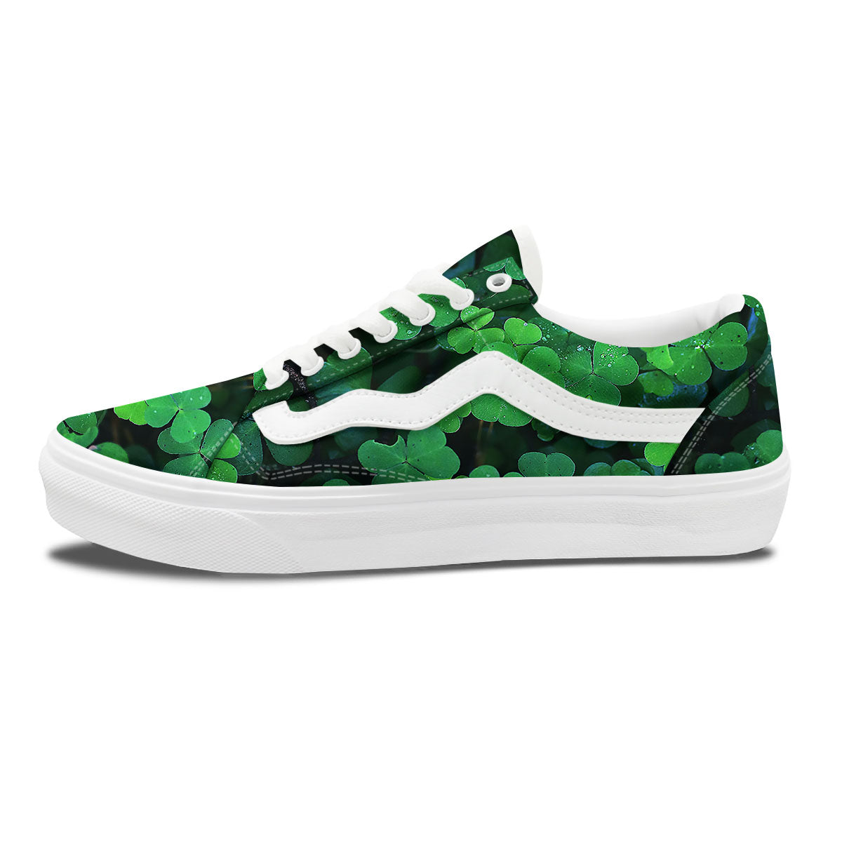 St. Patrick's Day Shamrock Clover Print Skate Shoes-grizzshop