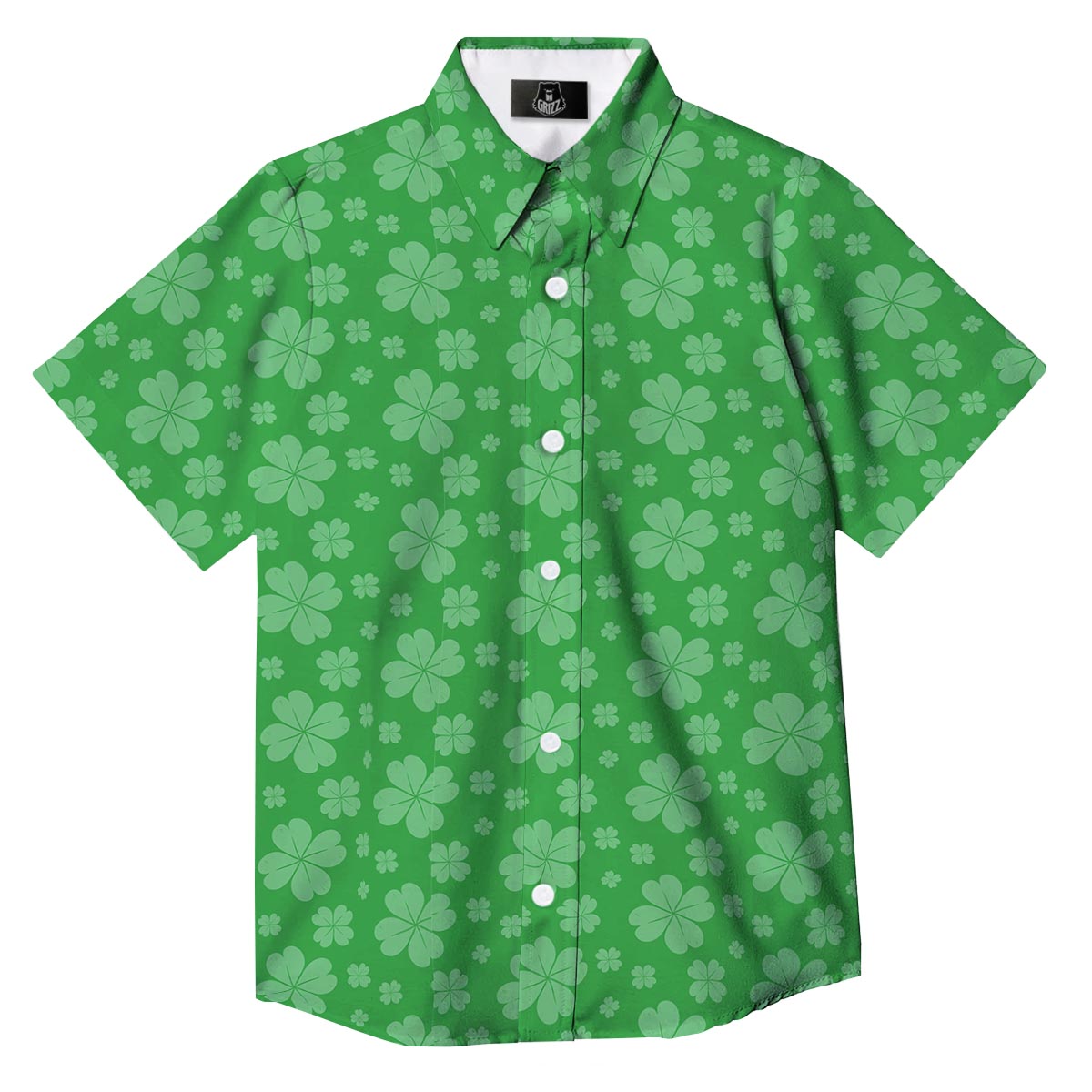 St. Patrick's Day Shamrock Leaf Print Pattern Button Up Shirt-grizzshop