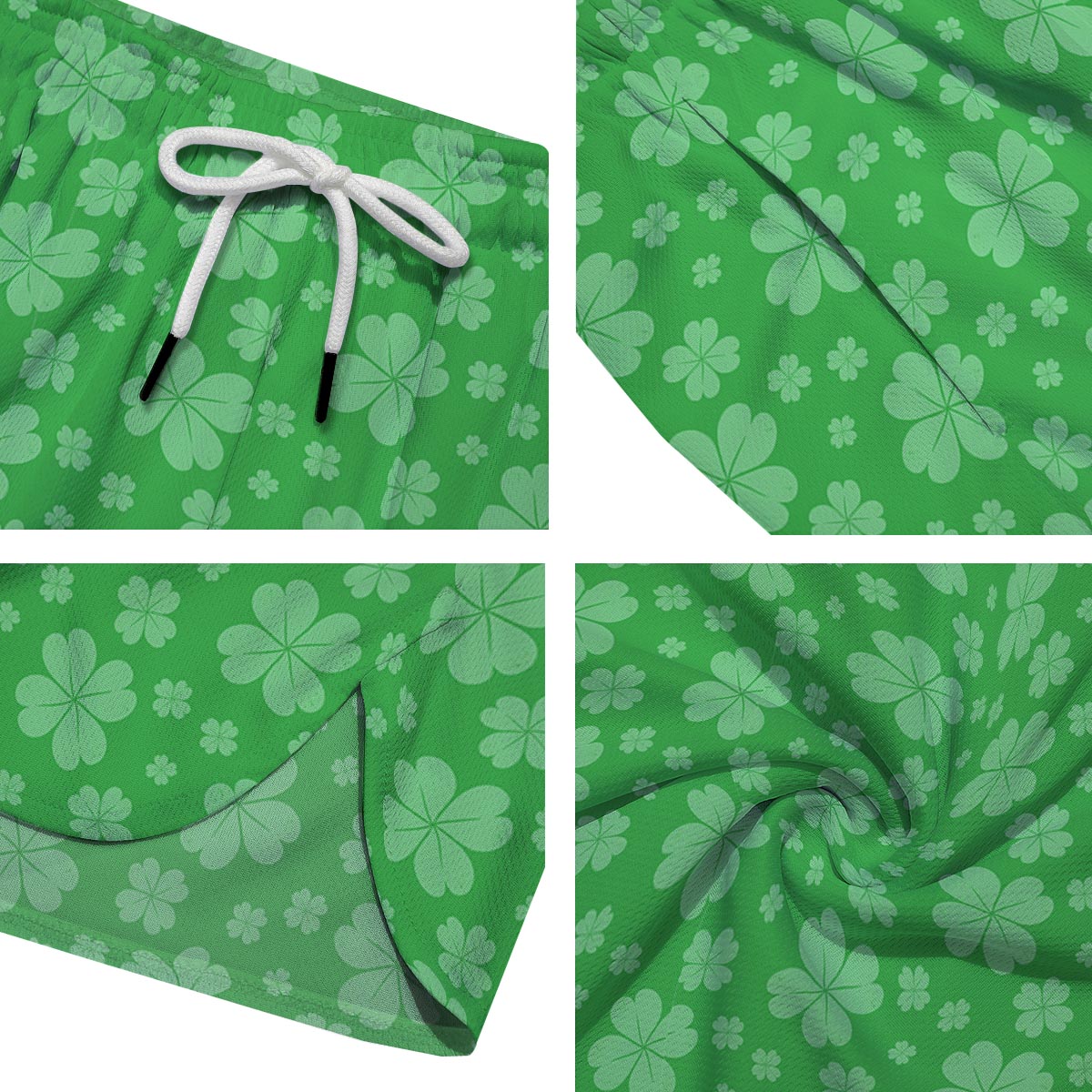 St. Patrick's Day Shamrock Leaf Print Pattern Men's Running Shorts-grizzshop