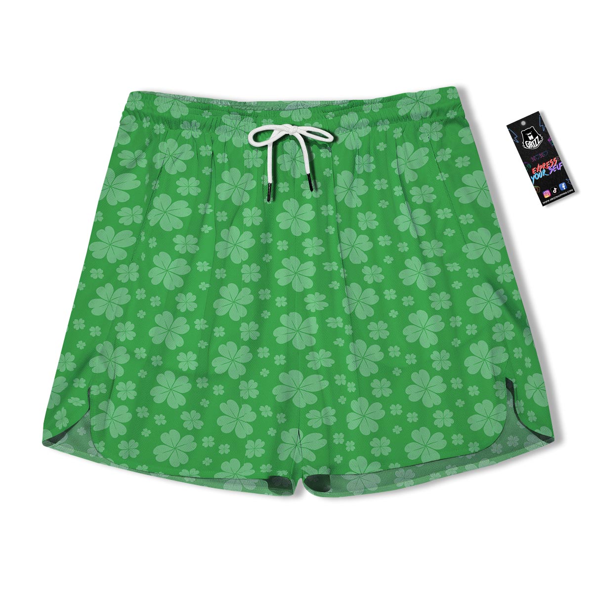 St. Patrick's Day Shamrock Leaf Print Pattern Men's Running Shorts-grizzshop