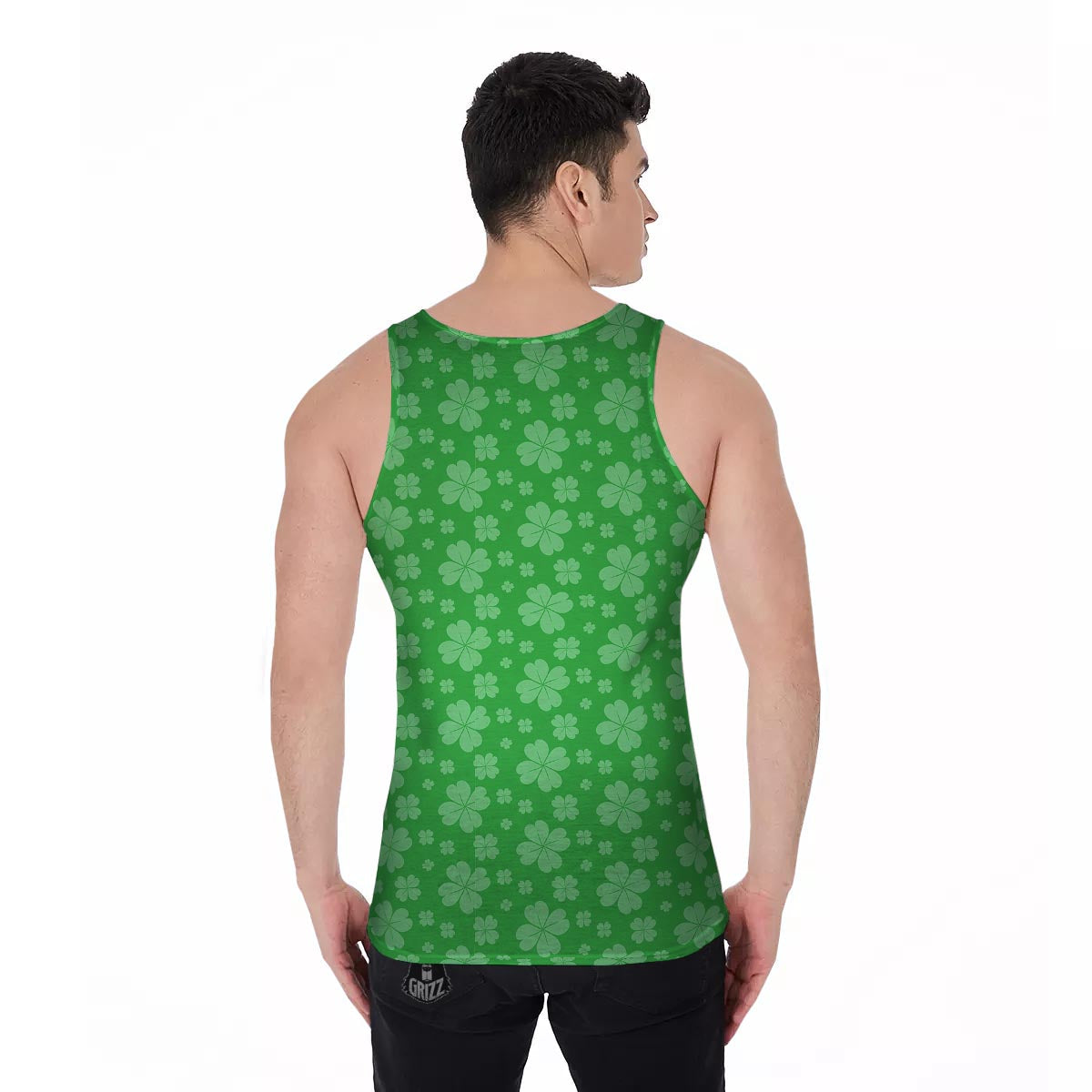 St. Patrick's Day Shamrock Leaf Print Pattern Men's Tank Top-grizzshop