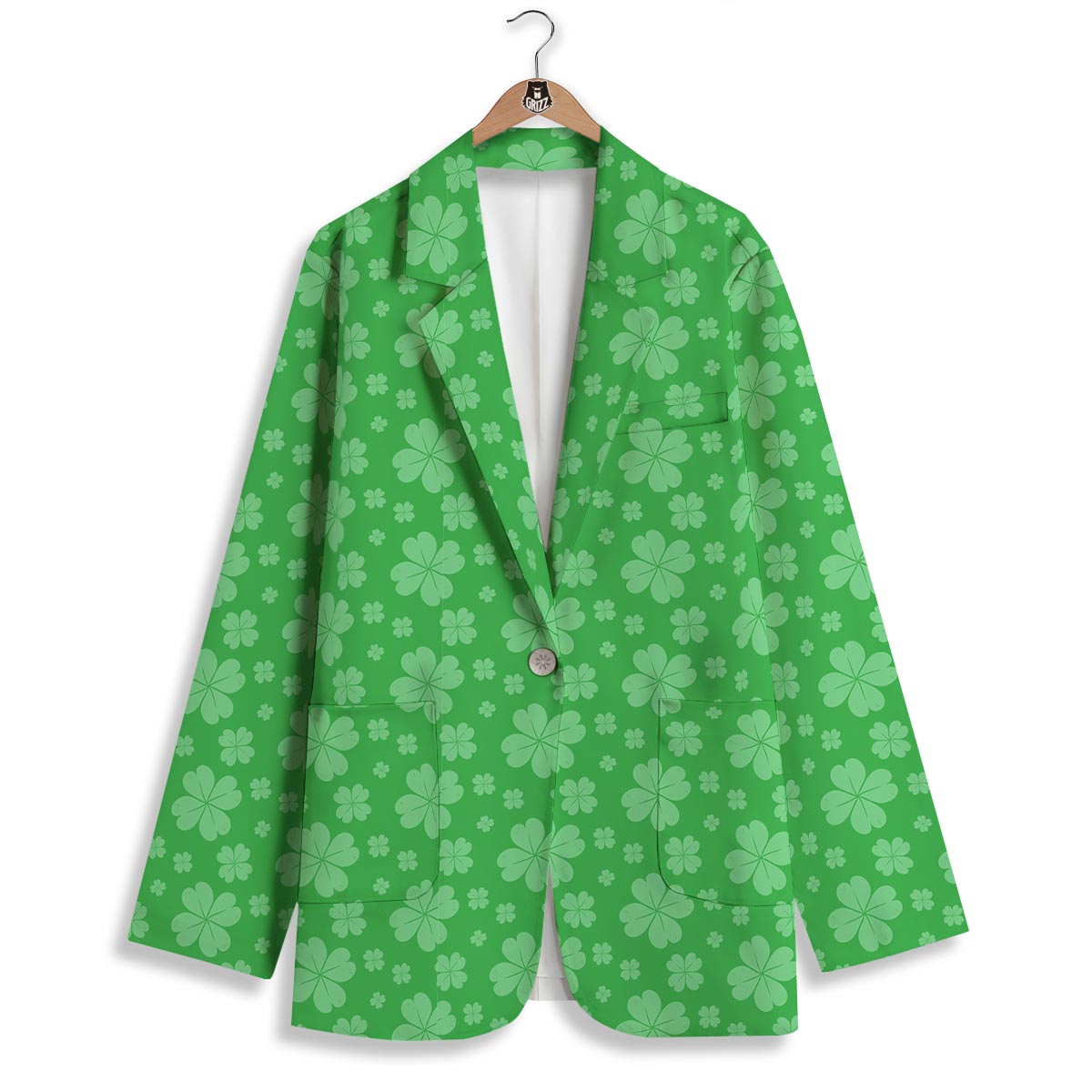 St. Patrick's Day Shamrock Leaf Print Pattern Women's Blazer-grizzshop