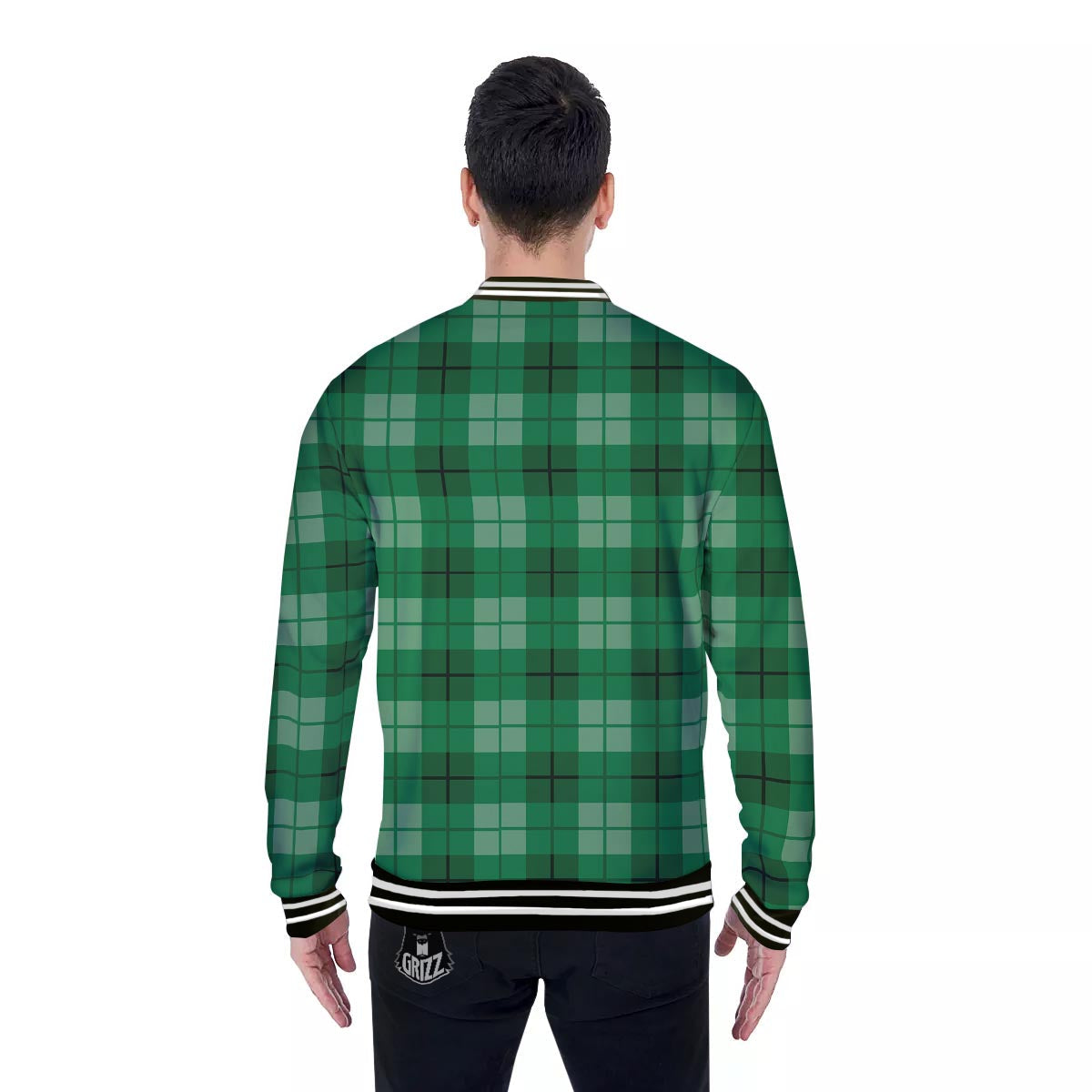 St. Patrick's Day Shamrock Plaid Print Pattern Baseball Jacket-grizzshop