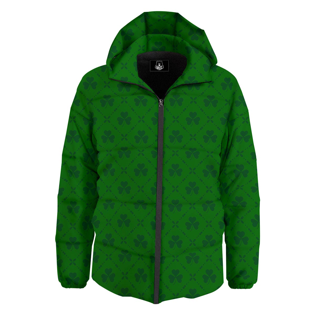 St. Patrick's Day Shamrock Print Pattern Down Jacket-grizzshop