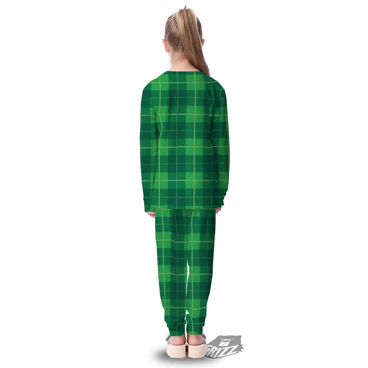 St. Patrick's Day Shamrock Tartan Print Pattern Kid's Pajamas-grizzshop