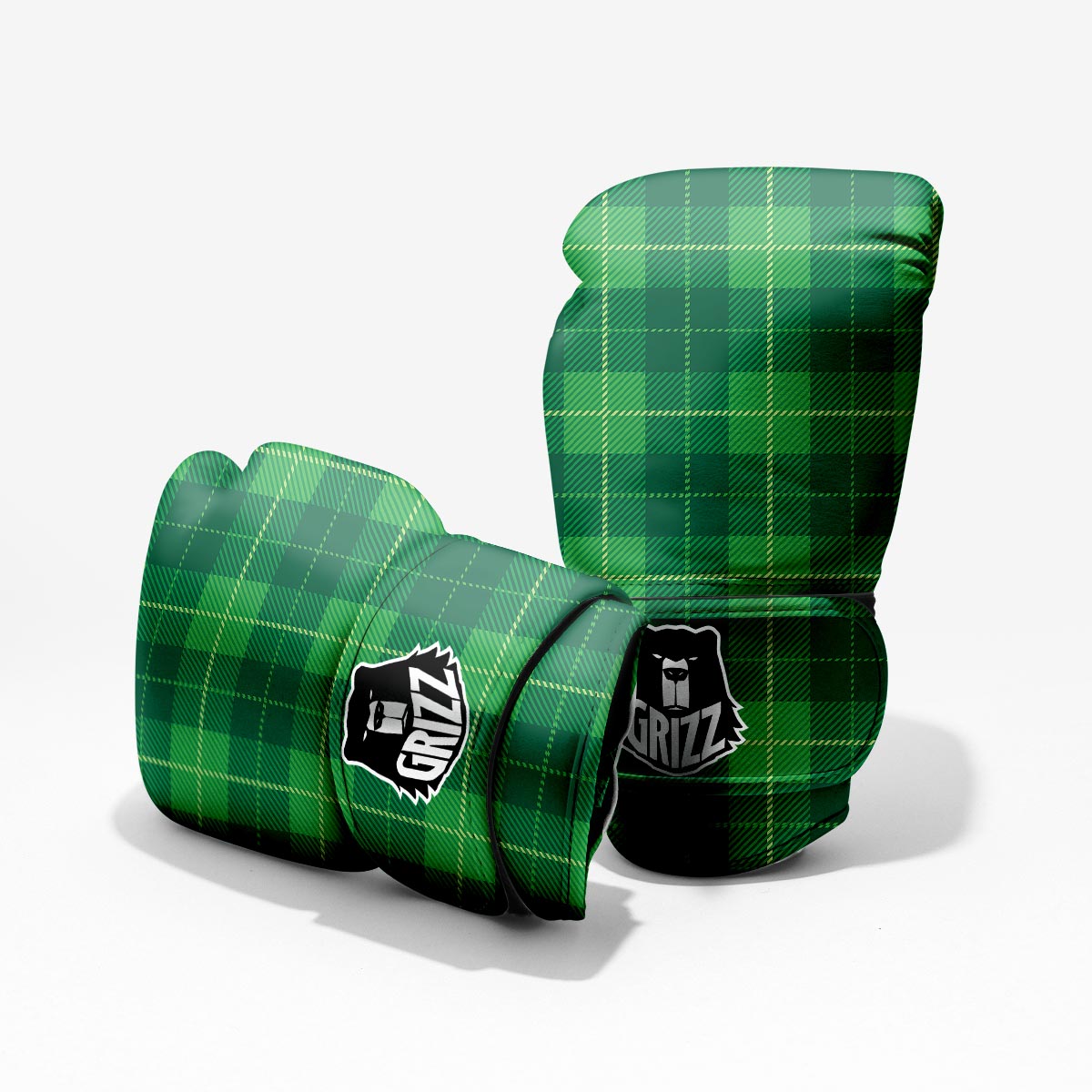 St. Patrick's Day Shamrock Tartan Print Pattern Pro Boxing Glove