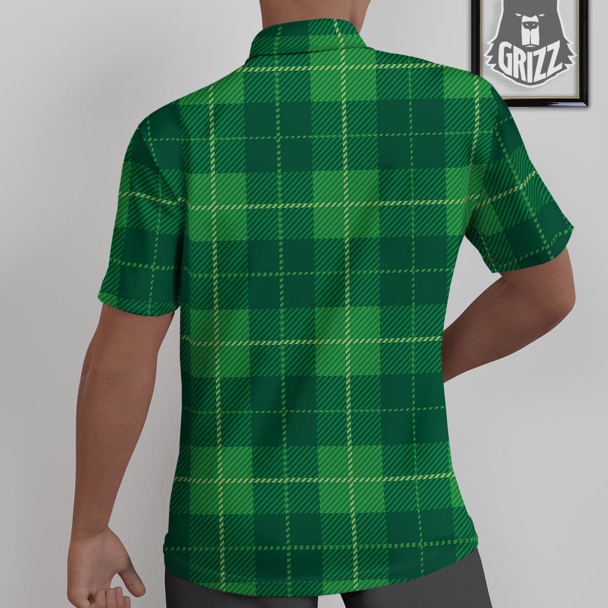 St. Patrick's Day Shamrock Tartan Print Pattern Untucked Shirts-grizzshop