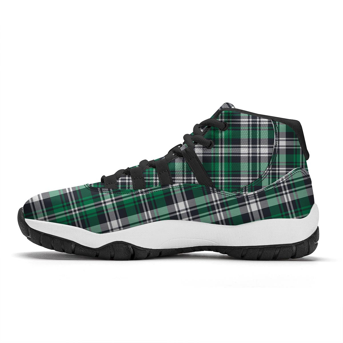 St. Patrick's Day Tartan Shamrock Print Pattern Black Bball Shoes-grizzshop