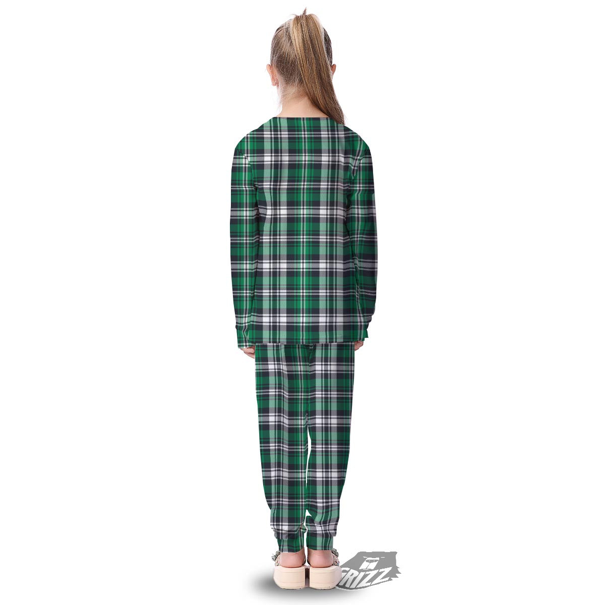 St. Patrick's Day Tartan Shamrock Print Pattern Kid's Pajamas-grizzshop
