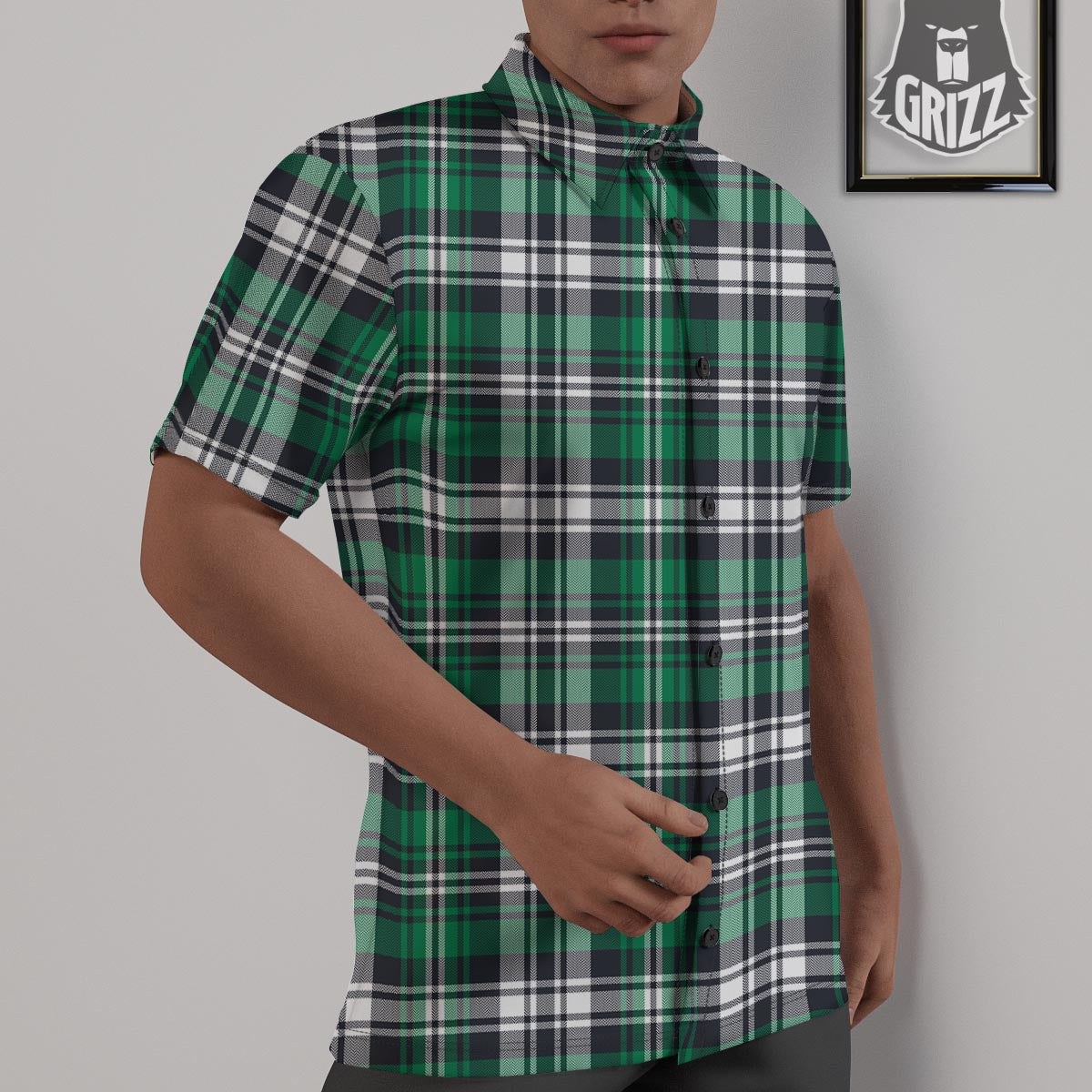 St. Patrick's Day Tartan Shamrock Print Pattern Untucked Shirts-grizzshop