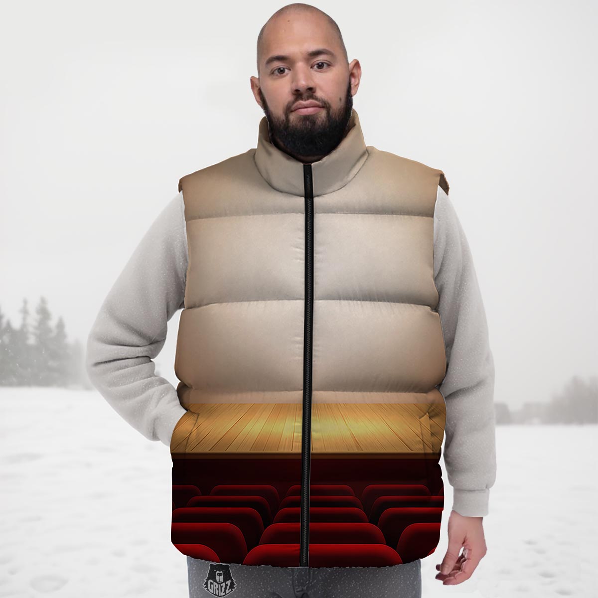 Stage Theater Print Down Vest-grizzshop