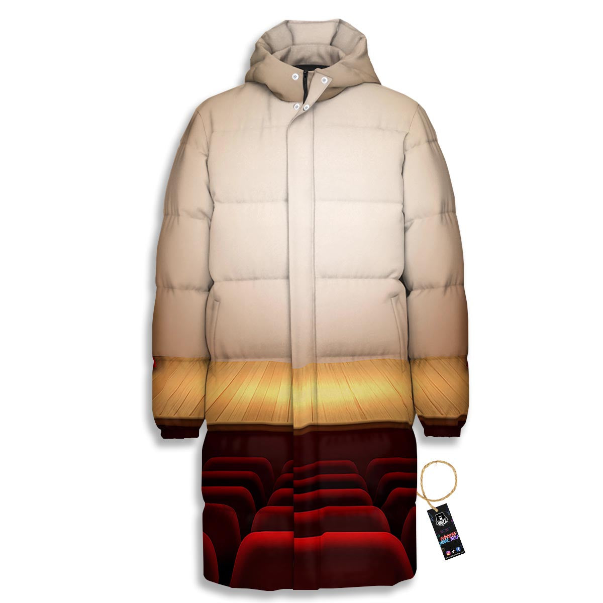 Stage Theater Print Long Down Jacket-grizzshop