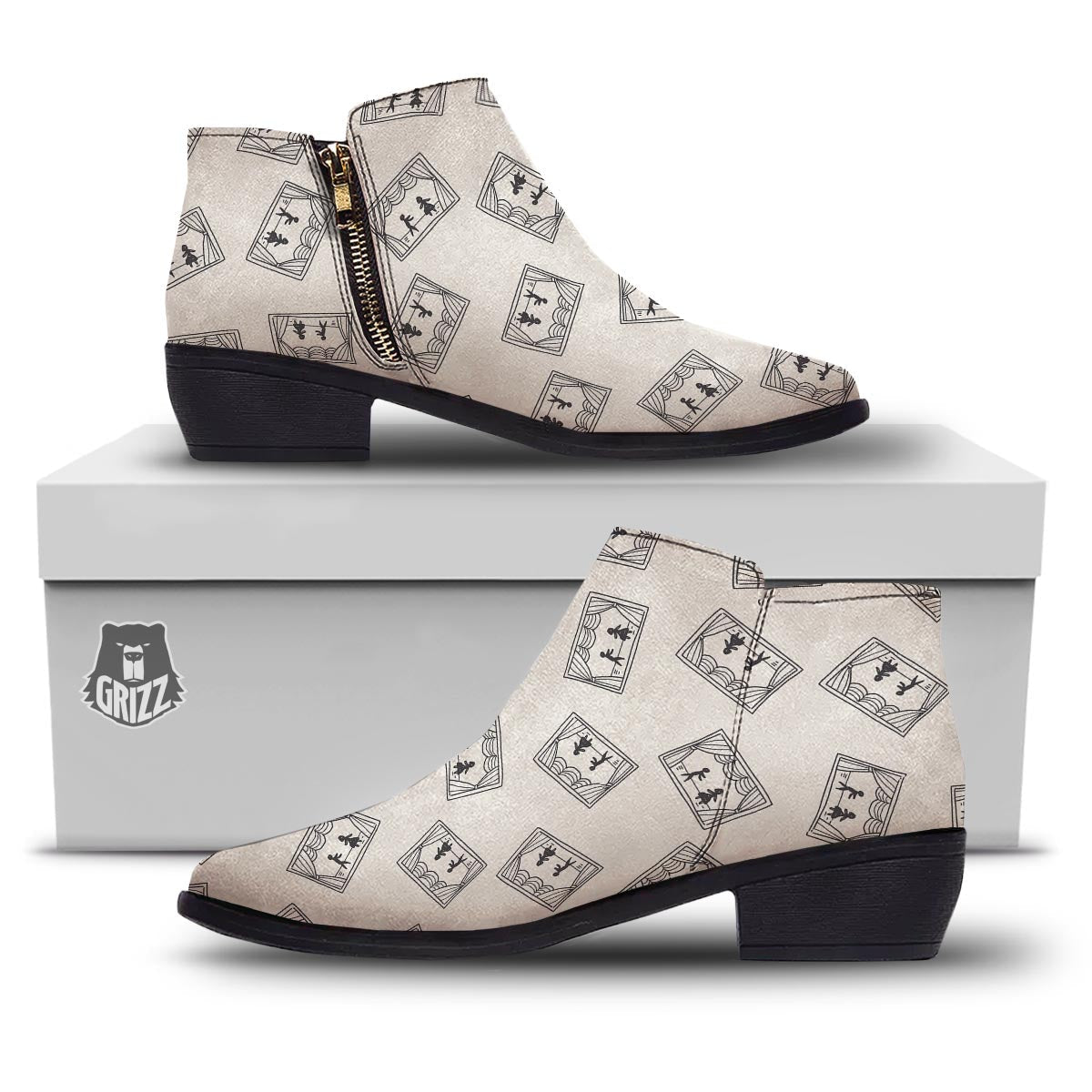 Stage Theater Print Pattern Ankle Boots-grizzshop