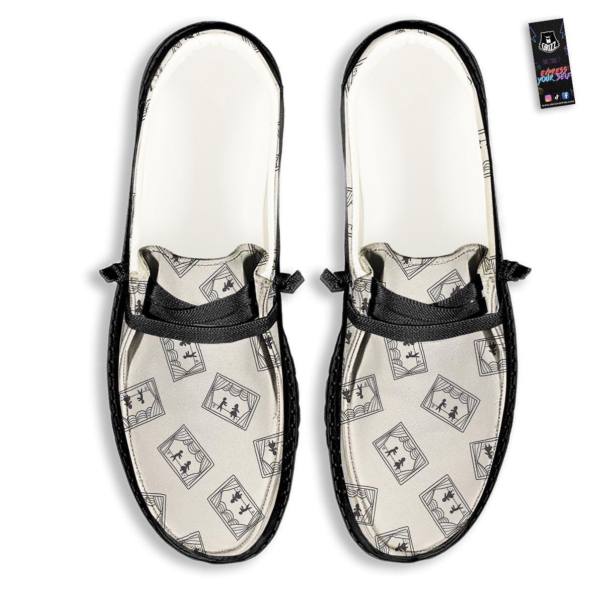 Stage Theater Print Pattern Black Loafers-grizzshop
