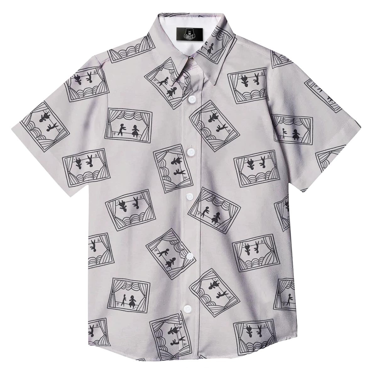 Stage Theater Print Pattern Button Up Shirt-grizzshop