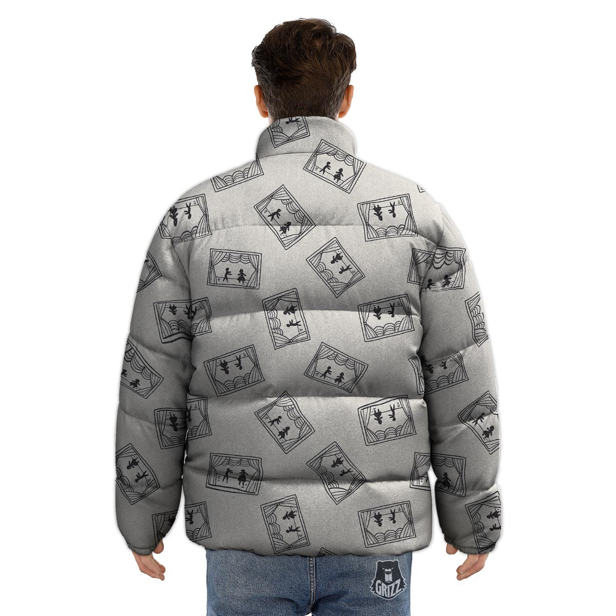 Stage Theater Print Pattern Puffer Jacket-grizzshop
