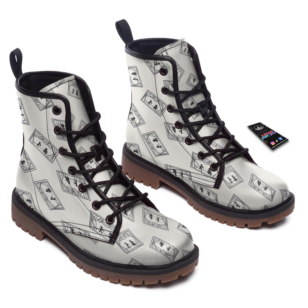 Stage Theater Print Pattern Work Boots-grizzshop