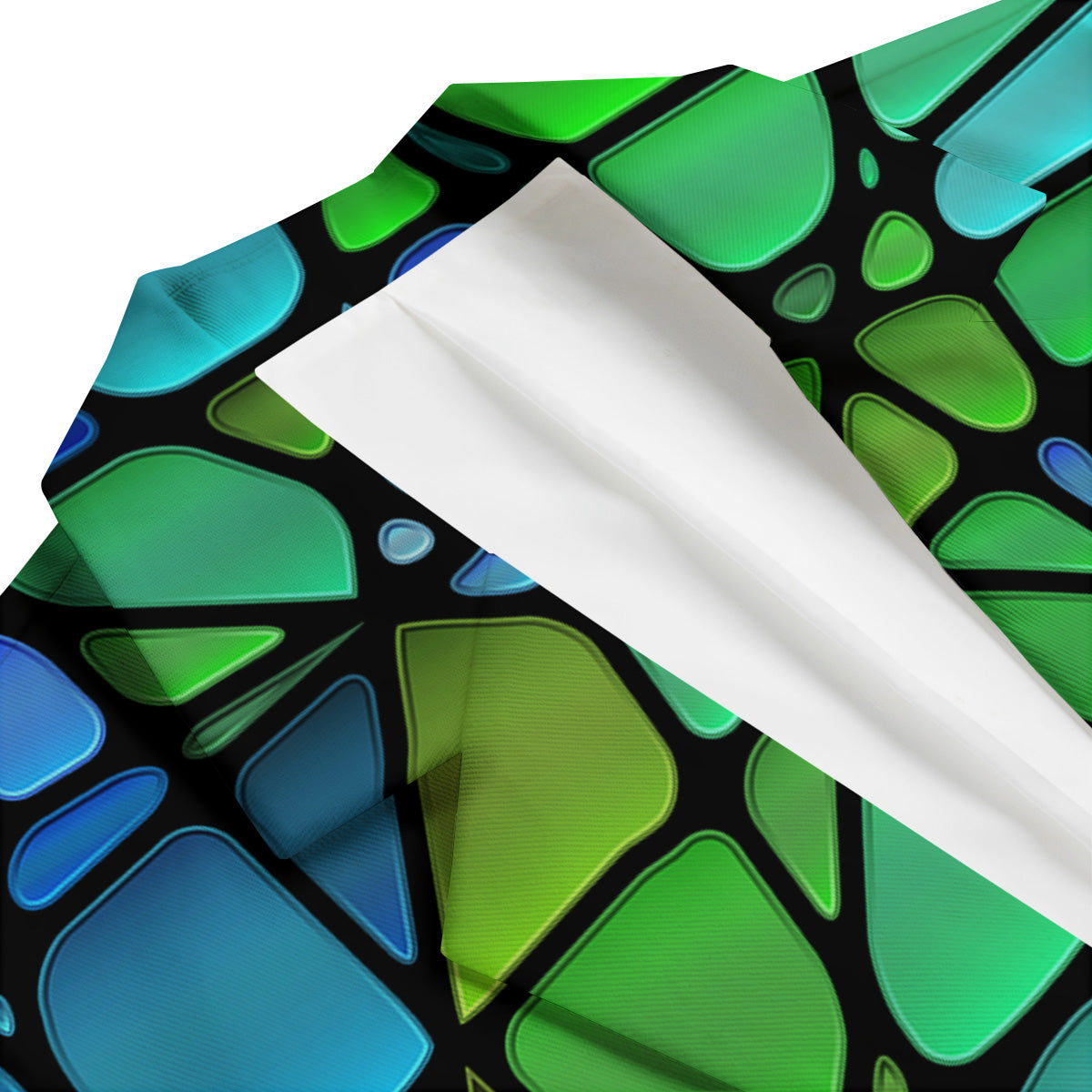 Stained Glass Green And Blue Print Men's Blazer-grizzshop