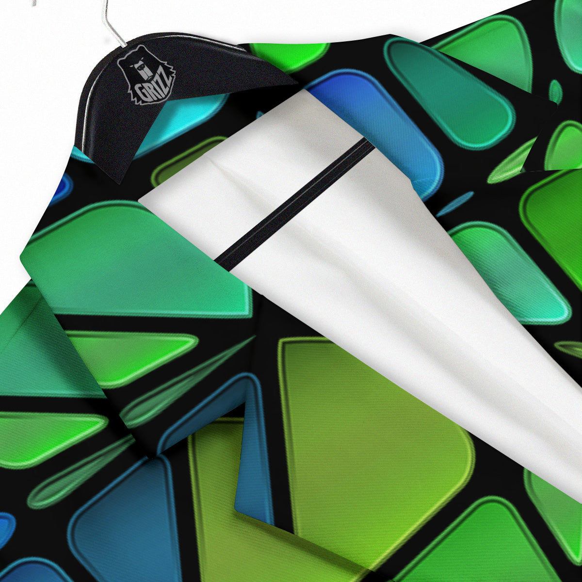 Stained Glass Green And Blue Print Men's Sport Coat-grizzshop