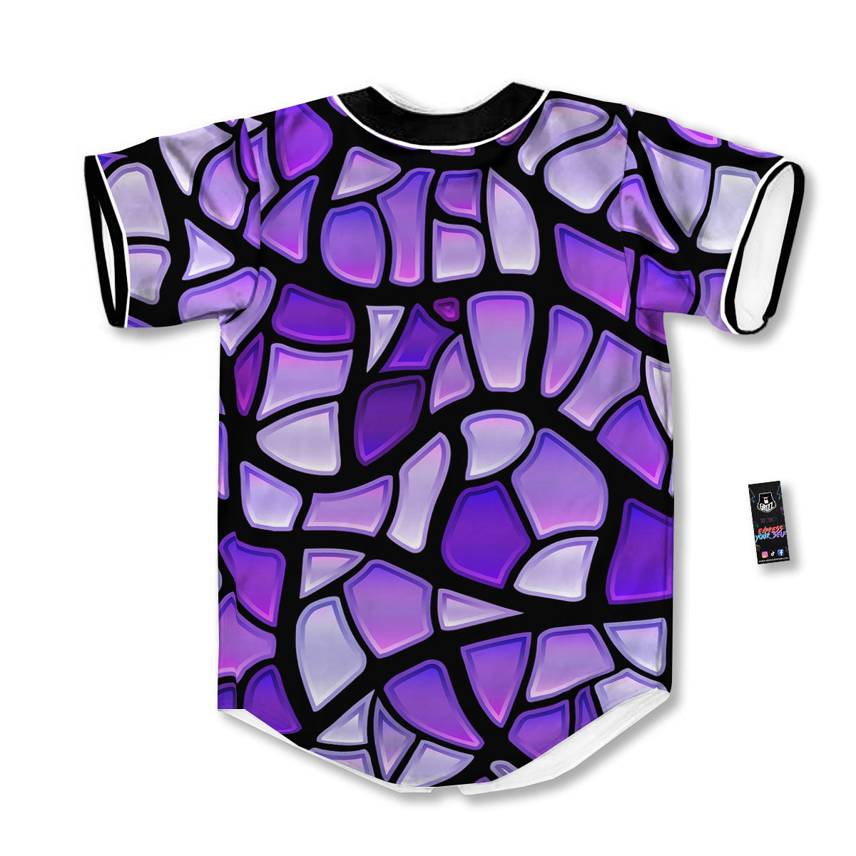 Stained Glass Mosaic Purple Print Baseball Jersey-grizzshop