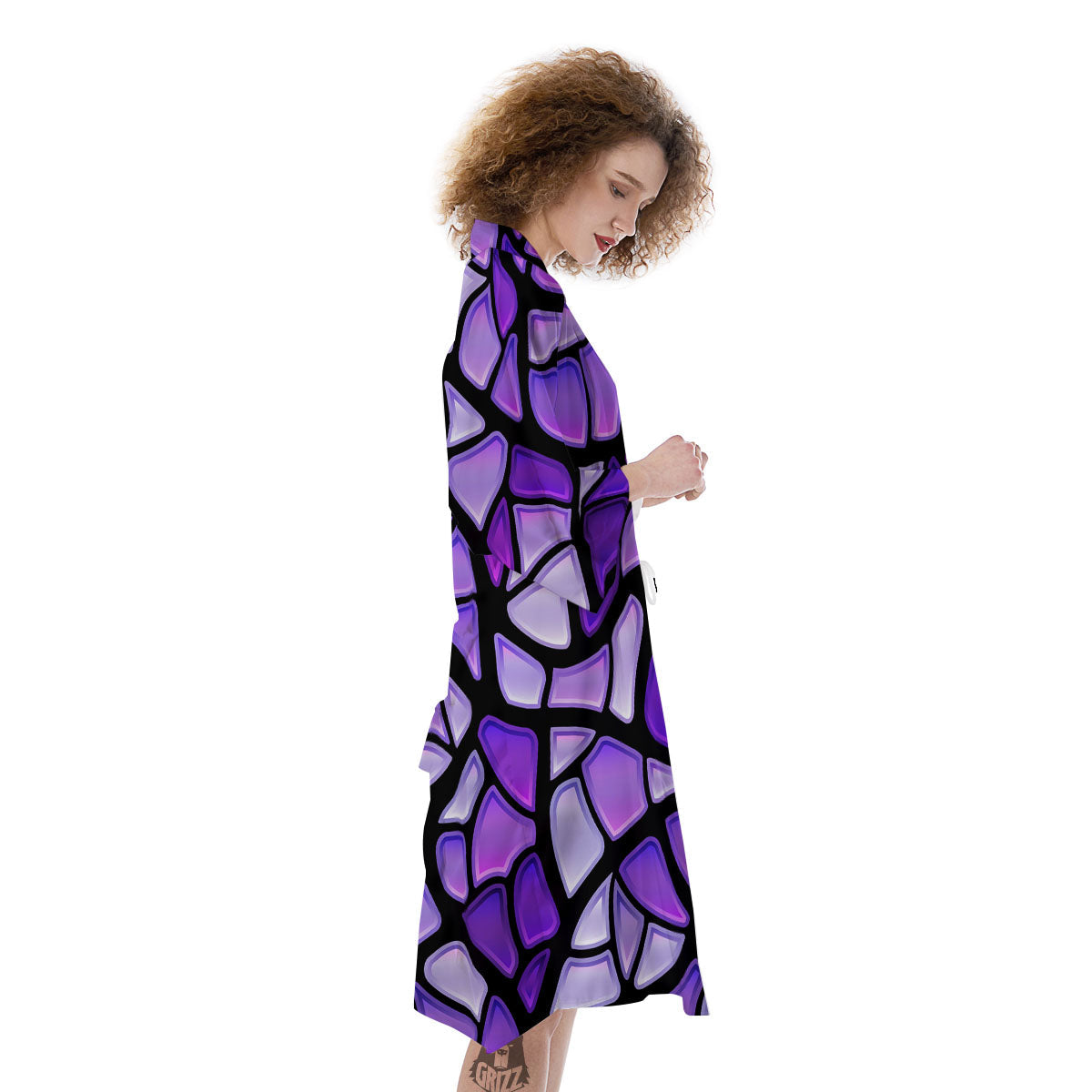 Stained Glass Mosaic Purple Print Kimono-grizzshop