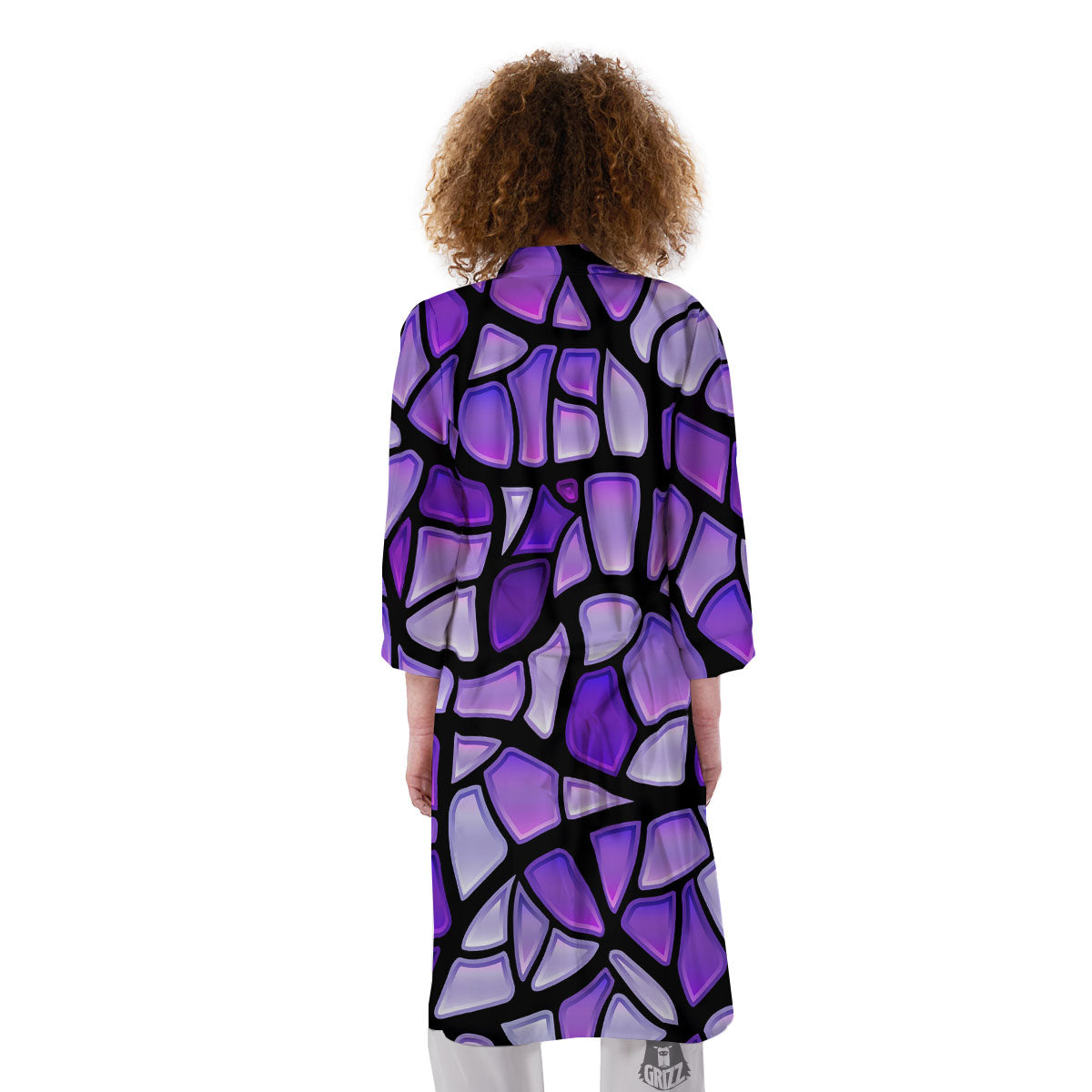 Stained Glass Mosaic Purple Print Kimono-grizzshop