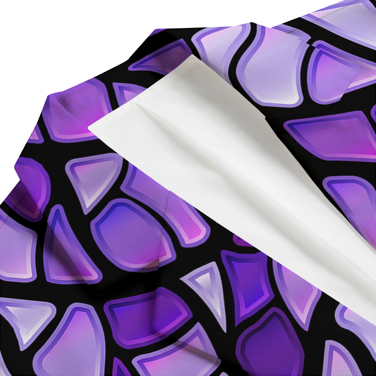 Stained Glass Mosaic Purple Print Men's Blazer-grizzshop
