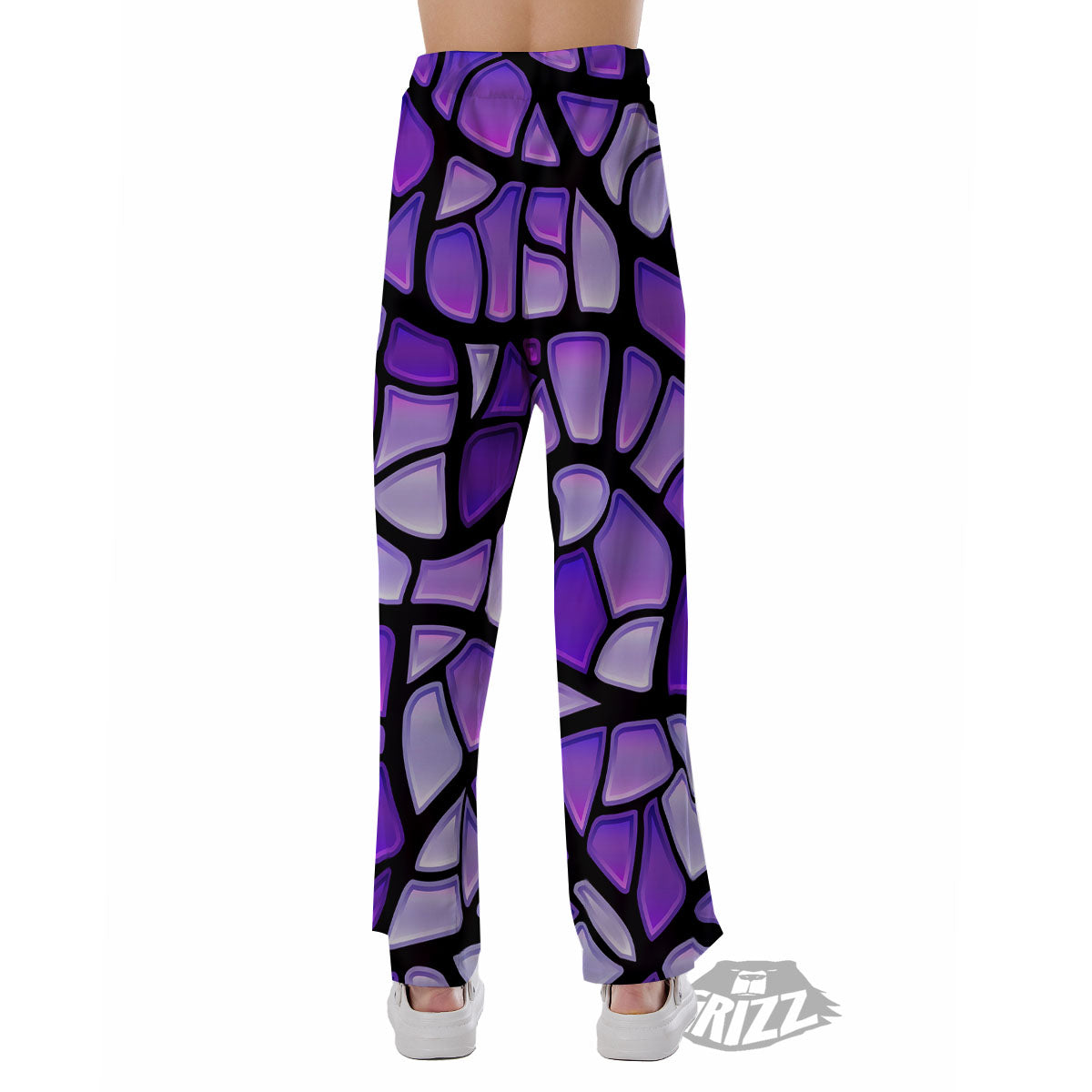 Stained Glass Mosaic Purple Print Pajama Pants-grizzshop