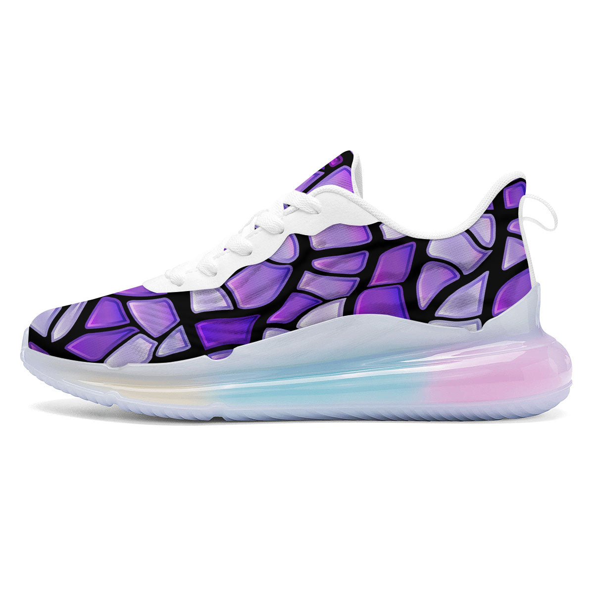 Stained Glass Mosaic Purple Print Running Sneakers-grizzshop
