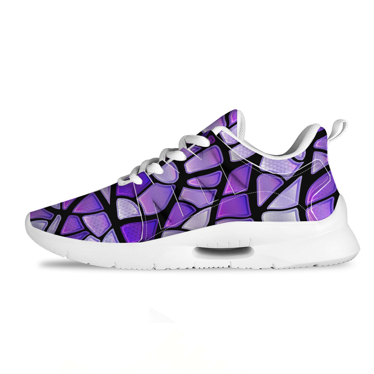 Stained Glass Mosaic Purple Print Tennis Shoes-grizzshop