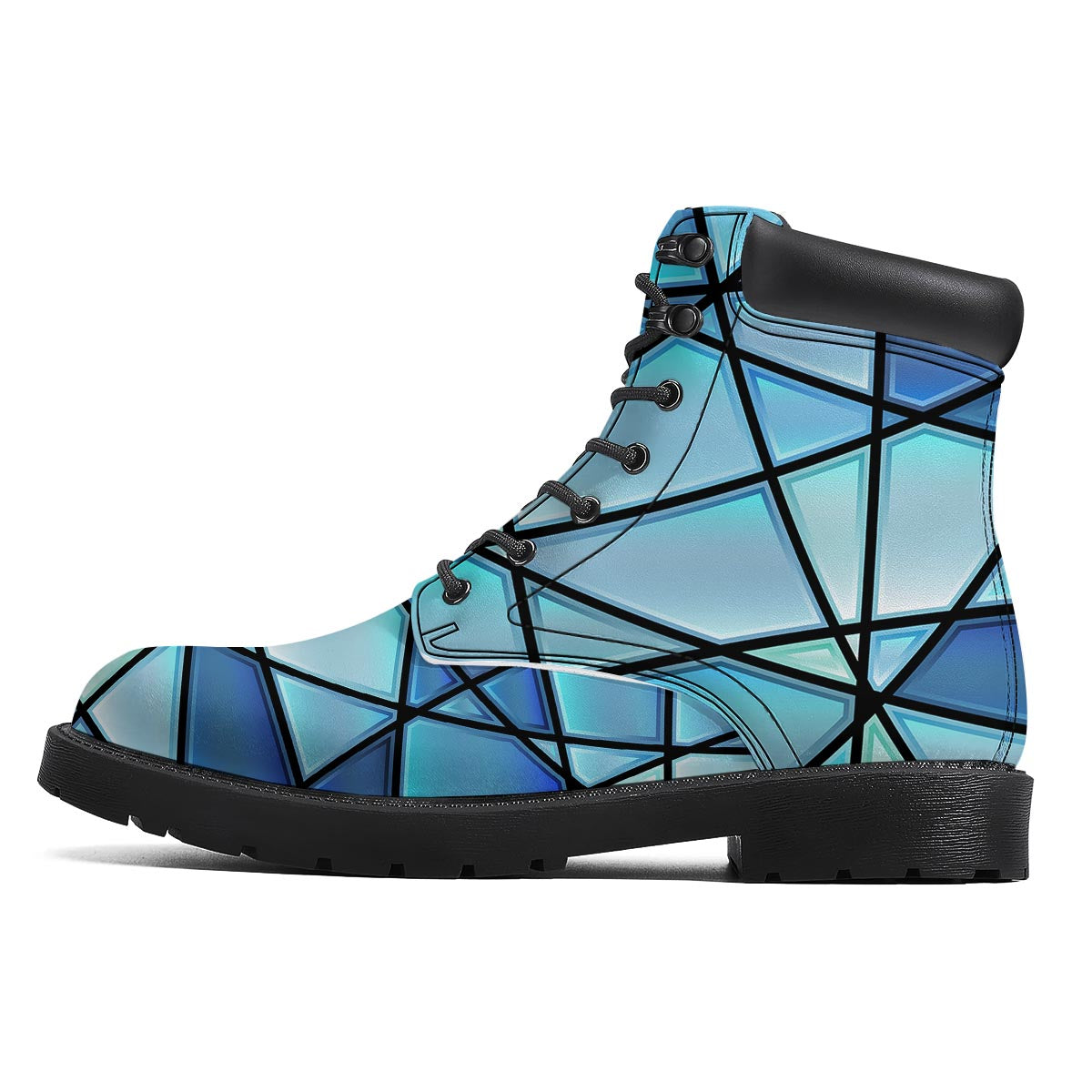 Stained Glass Mosaic Teal Print Boots-grizzshop