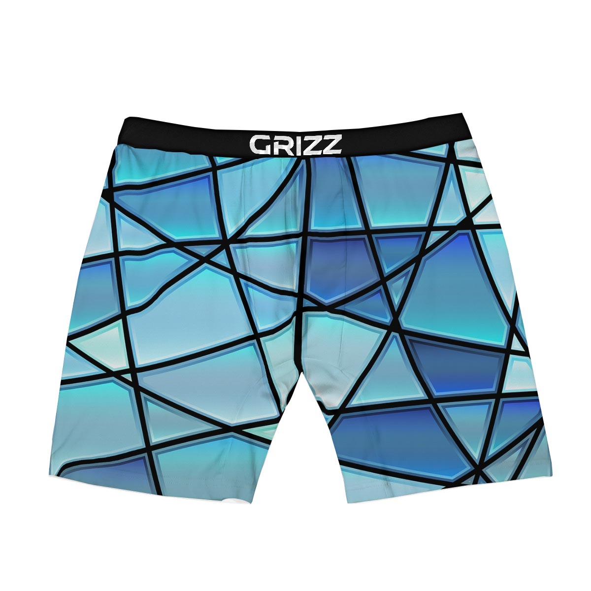 Stained Glass Mosaic Teal Print Boxer Briefs-grizzshop