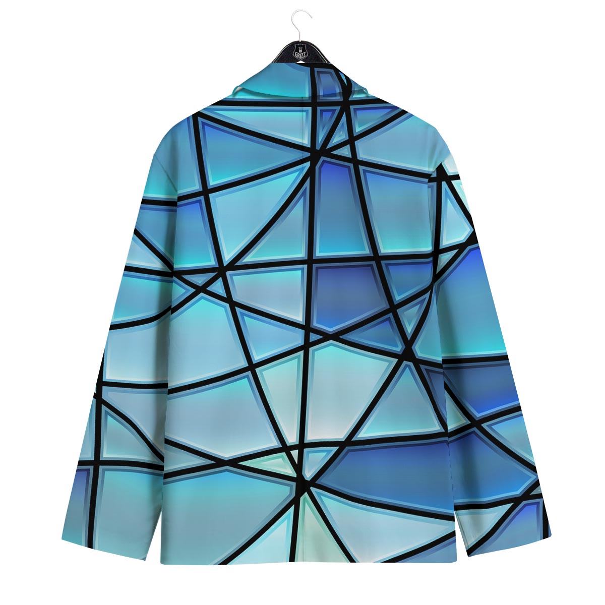 Stained Glass Mosaic Teal Print Men's Sport Coat-grizzshop