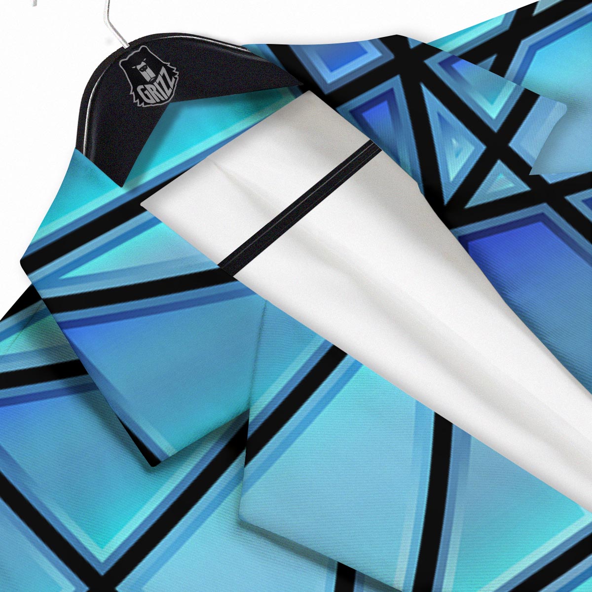 Stained Glass Mosaic Teal Print Men's Sport Coat-grizzshop