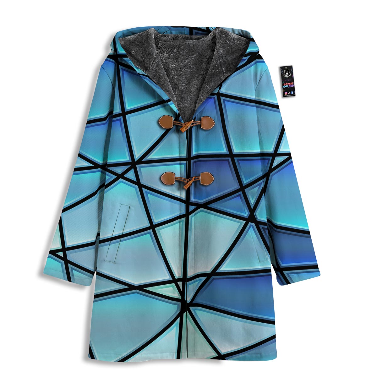 Stained Glass Mosaic Teal Print Men's Windbreaker Jacket-grizzshop