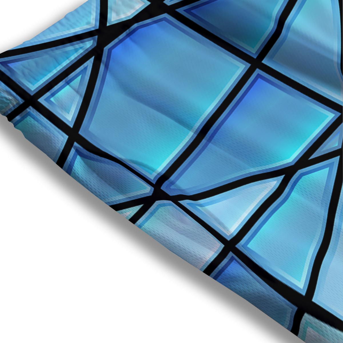 Stained Glass Mosaic Teal Print Mesh Shorts