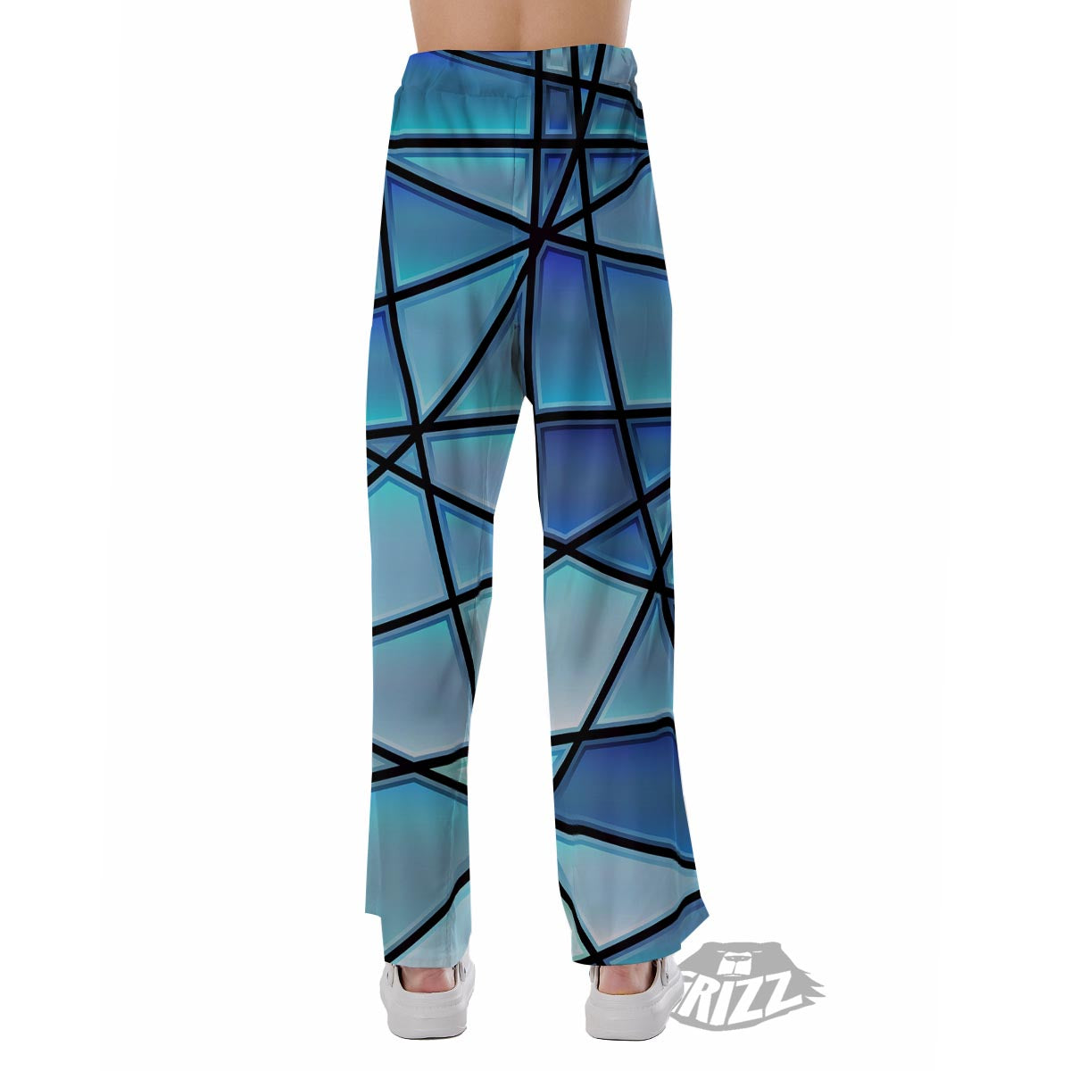 Stained Glass Mosaic Teal Print Pajama Pants-grizzshop