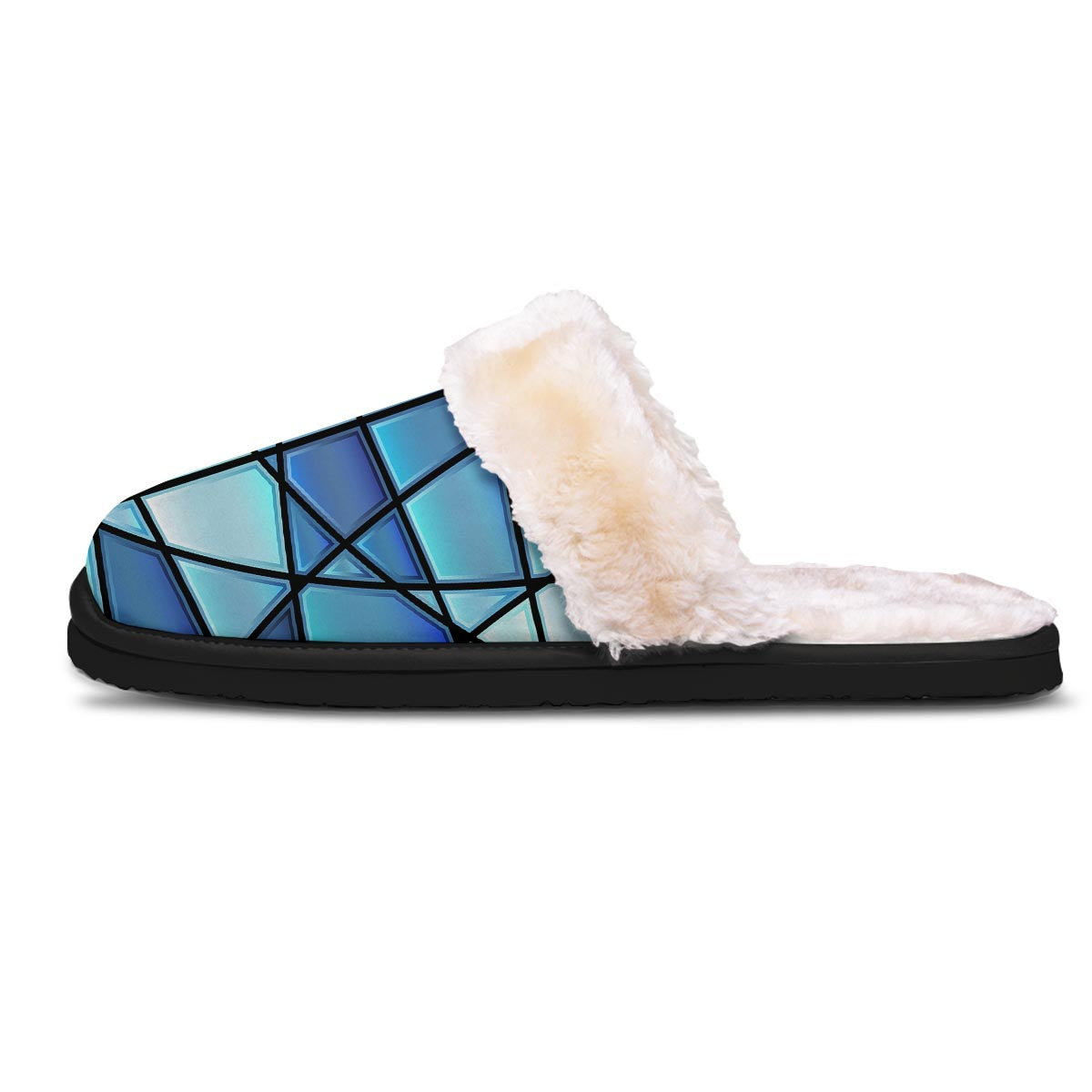 Stained Glass Mosaic Teal Print Slippers-grizzshop